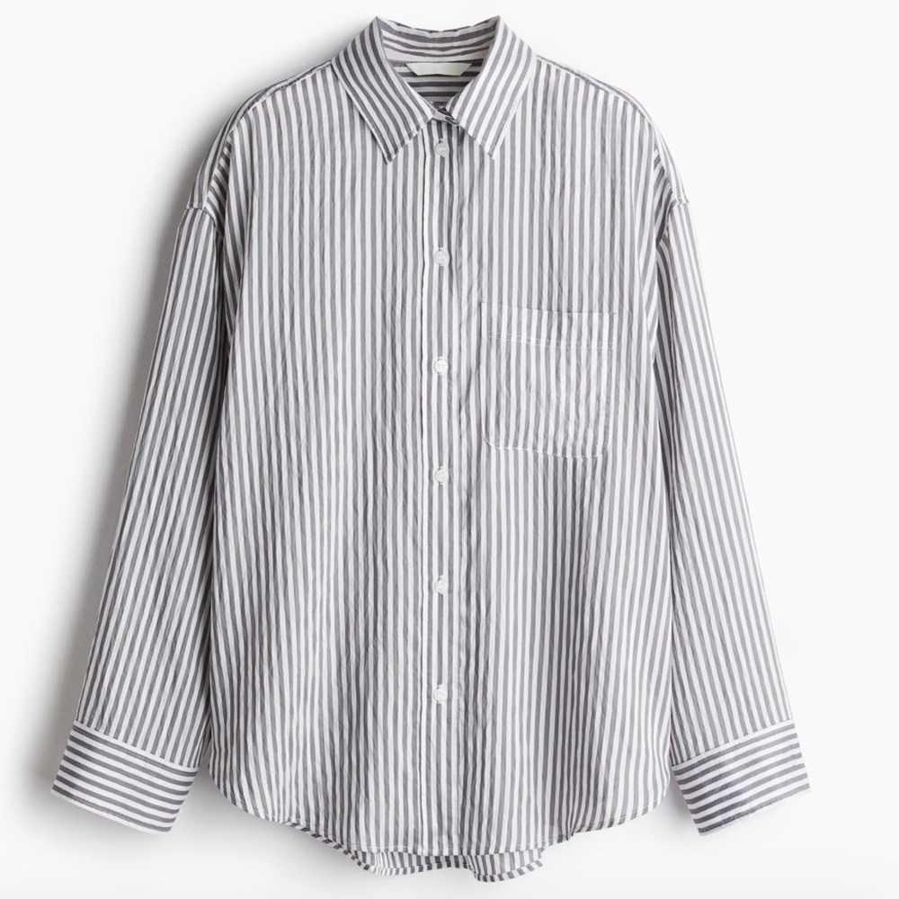 H&M Oversized shirt, grey and white, size M - Picture 1 of 7
